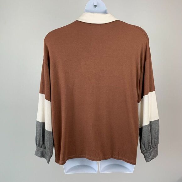 Maurices Rugby Henly Tee sz 1X Plus Shirt Colorblock Long Sleeve New NWT - Picture 4 of 7